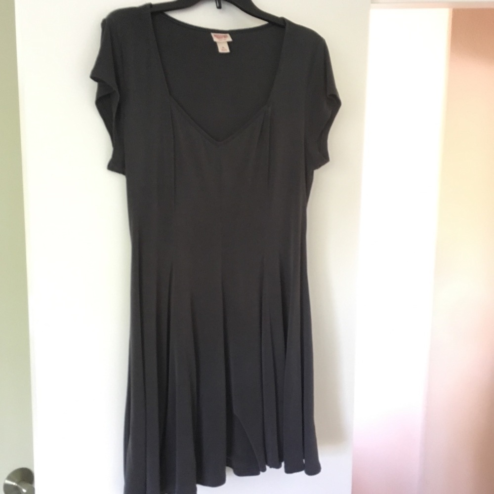 Gray Vneck Skater Dress